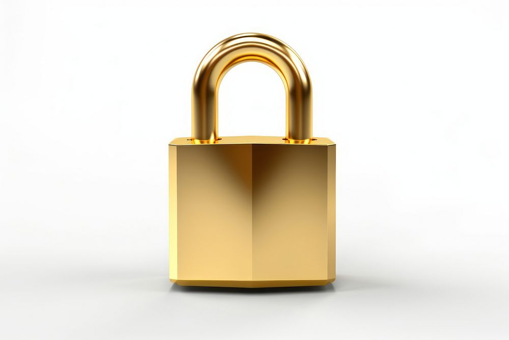 Padlock gold white background protection. AI generated Image by rawpixel.