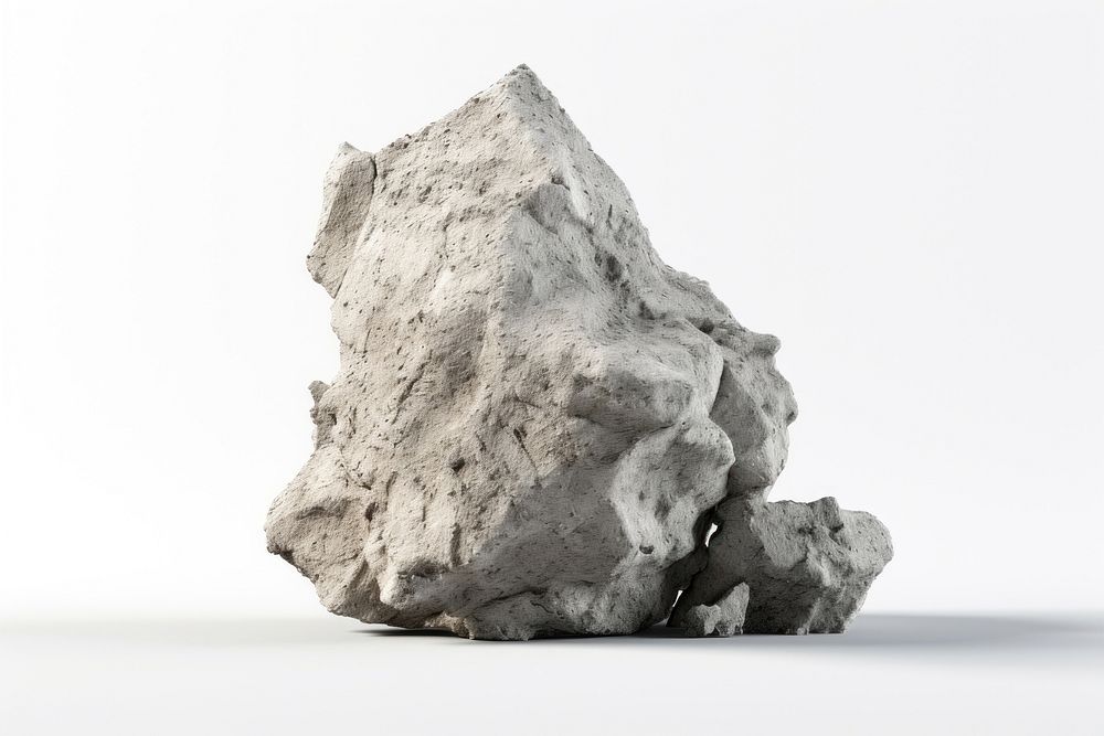 Rock mineral white background sculpture. AI generated Image by rawpixel.