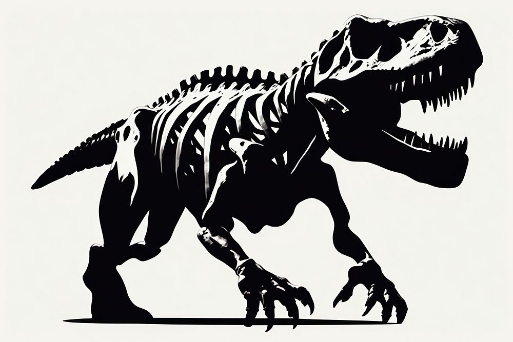 T rex dinosaur skeleton silhouette animal representation. AI generated Image by rawpixel.