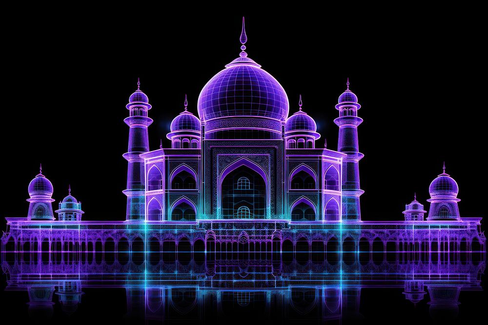 Taj mahal architecture building purple. AI generated Image by rawpixel.
