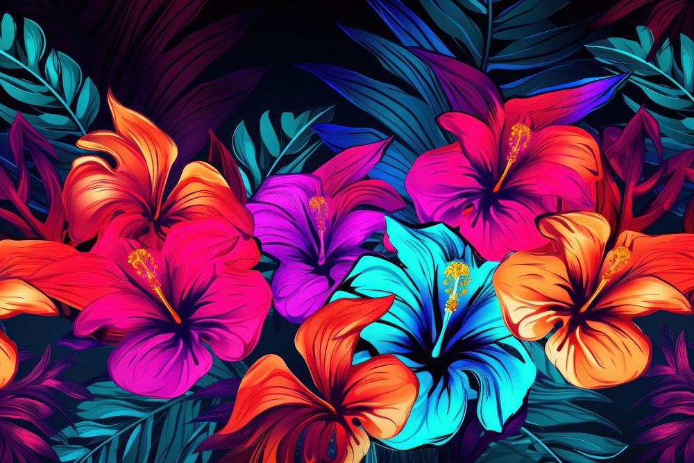 Tropical flowers frame pattern plant art. AI generated Image by rawpixel.