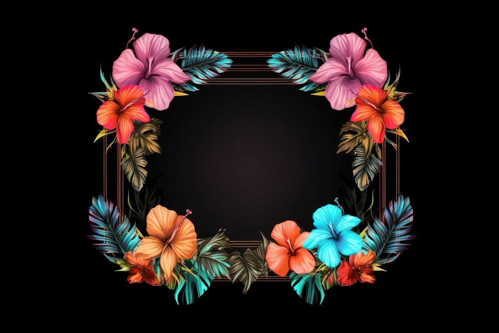 Tropical flowers frame plant art photography. AI generated Image by rawpixel.