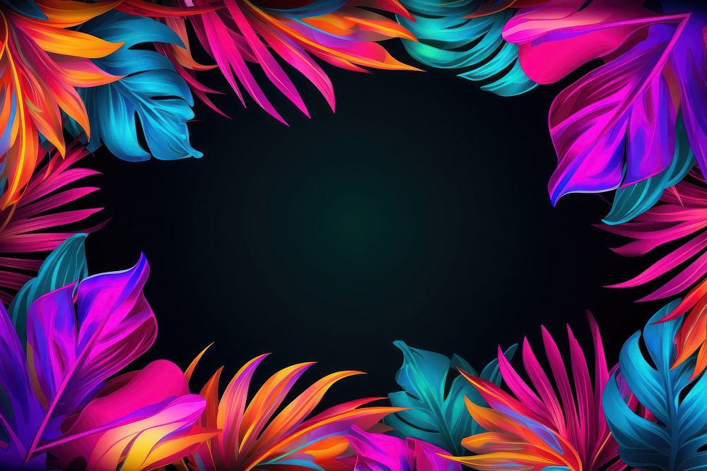 Tropical leaves frame pattern art backgrounds. AI generated Image by rawpixel.