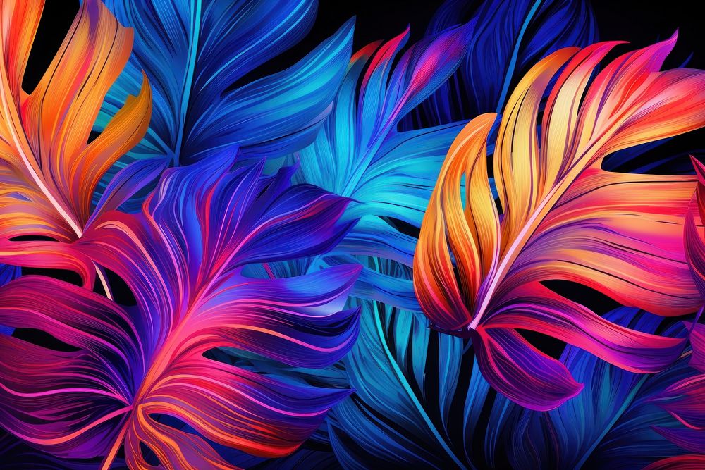 Tropical leaves pattern art backgrounds. AI generated Image by rawpixel.