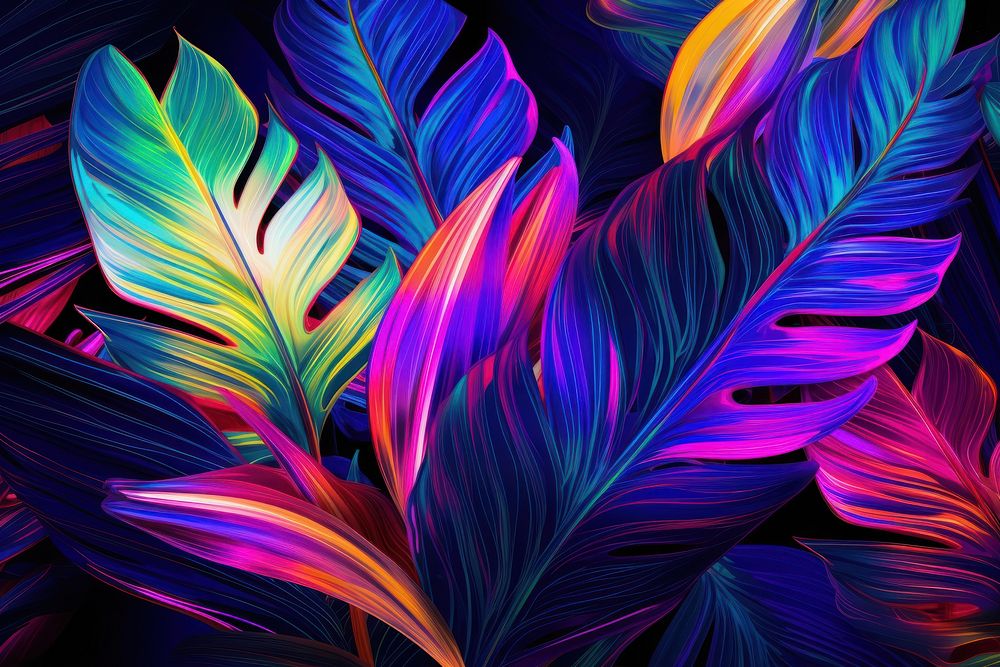 Tropical leaves pattern purple art. AI generated Image by rawpixel.