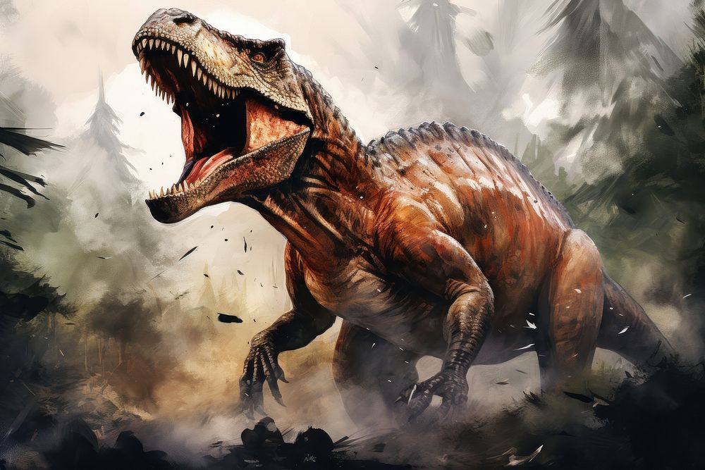 Tirex dinosaur animal wildlife outdoors. AI generated Image by rawpixel.