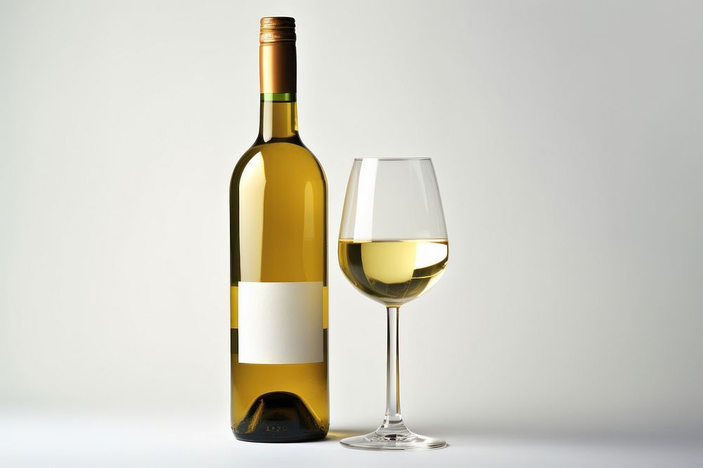 White Wine glass bottle wine label. AI generated Image by rawpixel.