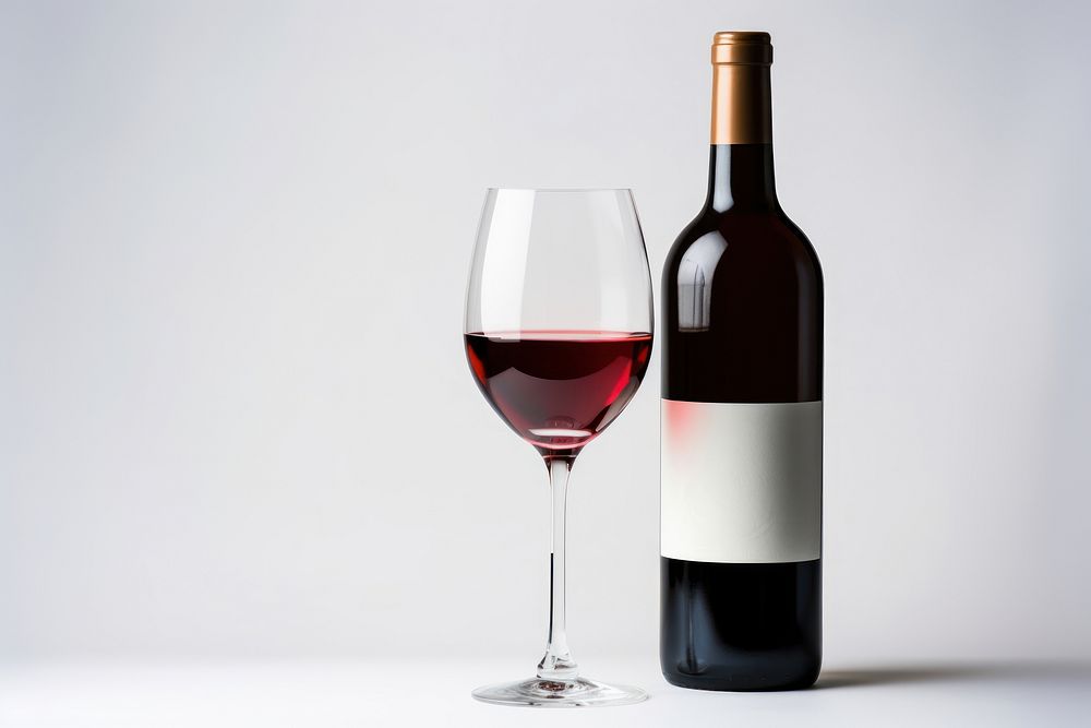 Wine glass bottle wine drink. AI generated Image by rawpixel.