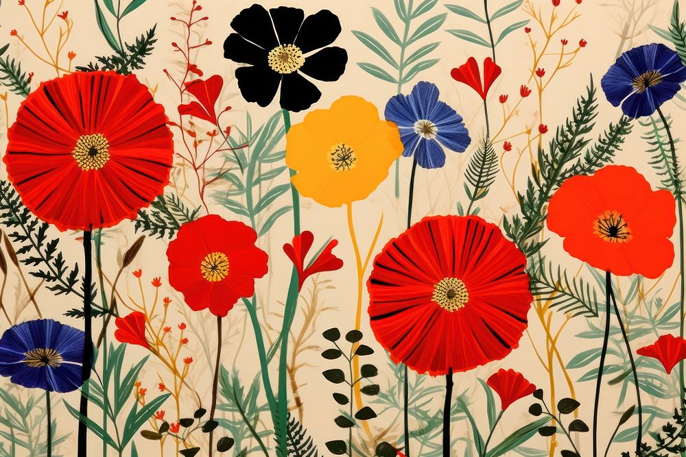 Wild flowers backgrounds painting pattern. AI generated Image by rawpixel.
