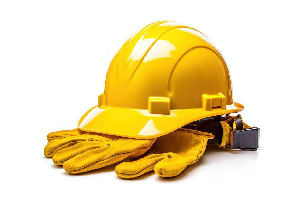 Yellow Hard Hat Gloves hardhat helmet. AI generated Image by rawpixel.