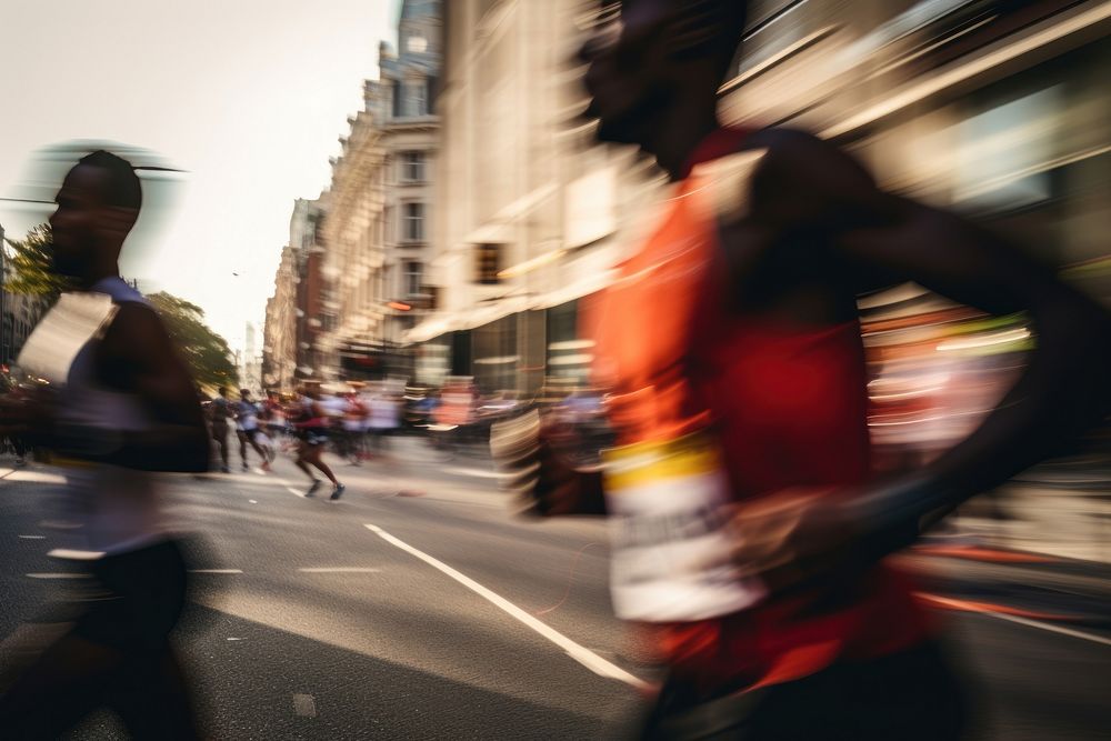 Marathon runners street running adult. AI generated Image by rawpixel.