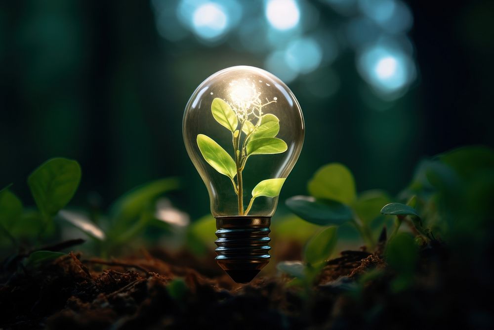 Plant growing lightbulb illuminated electricity | Free Photo - rawpixel