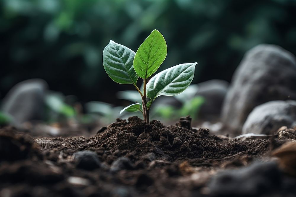 Plant growing on the ground outdoors leaf soil. AI generated Image by rawpixel.