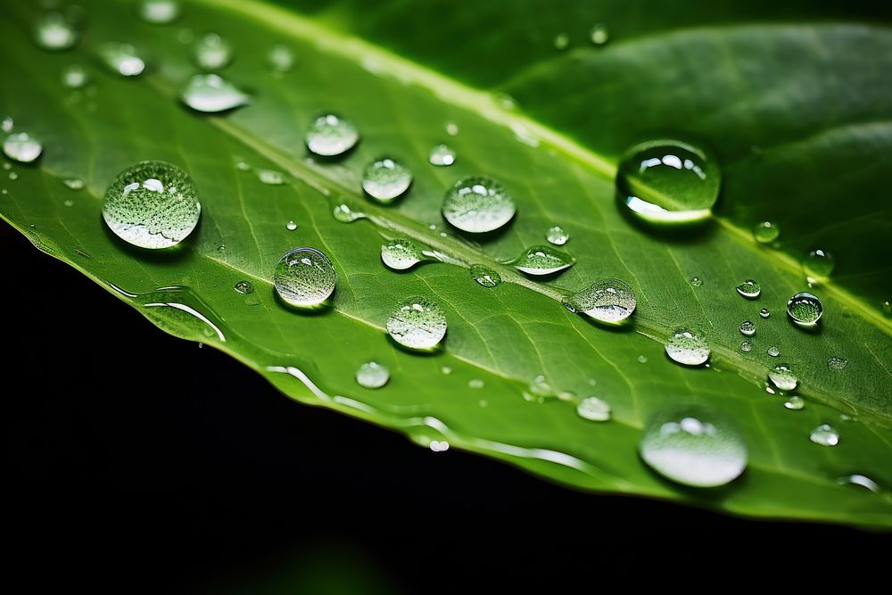Water droplet on a leaf outdoors nature plant. AI generated Image by rawpixel.