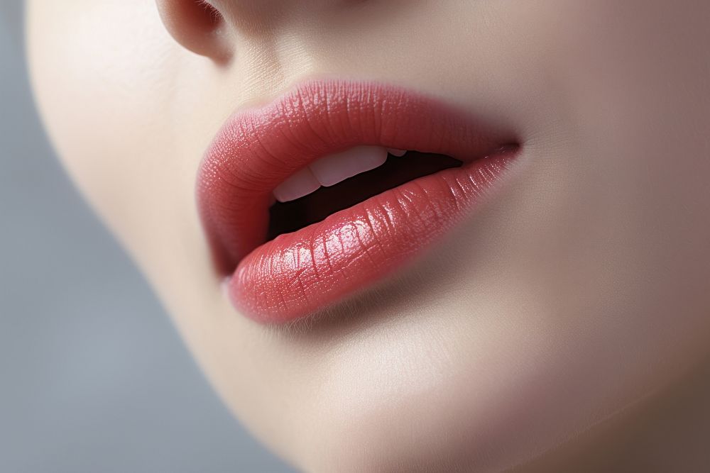 Mouth of model cosmetics lipstick skin. AI generated Image by rawpixel.