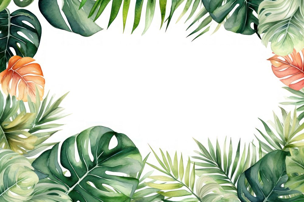 Monstera leaves with tropical flowers nature outdoors tropics. AI generated Image by rawpixel.