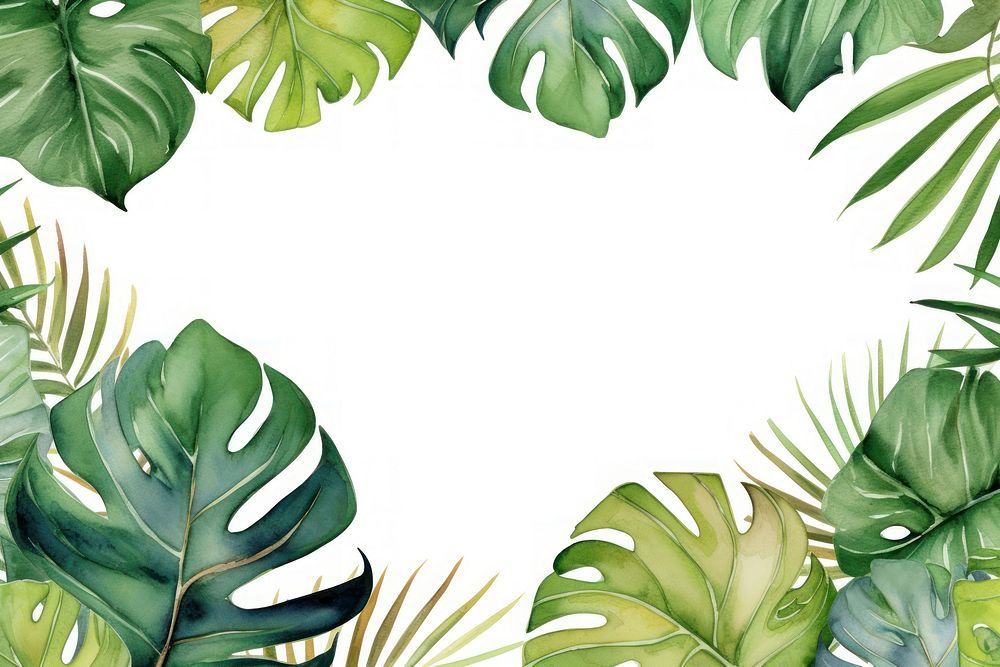 Monstera leaves with tropical flowers nature outdoors plant. AI generated Image by rawpixel.