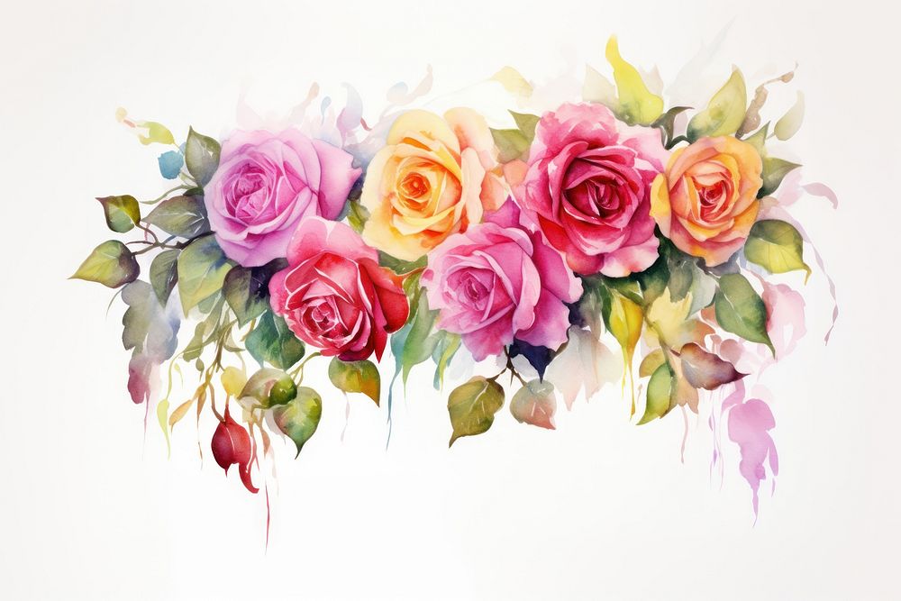 Colorful roses painting pattern flower. AI generated Image by rawpixel.