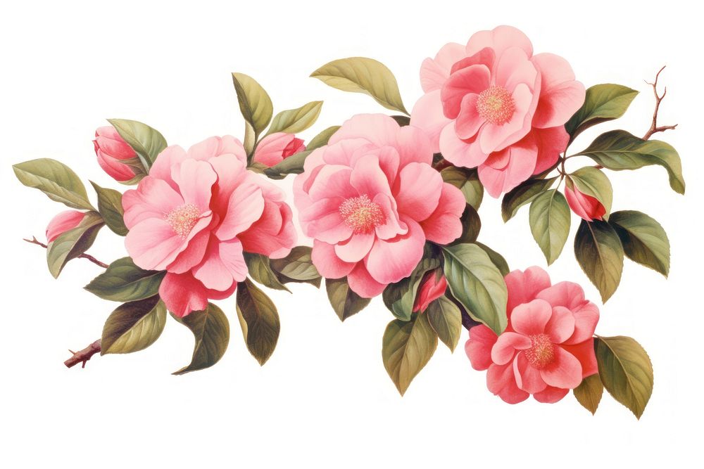 Camellia flowers blossom nature plant. AI generated Image by rawpixel.