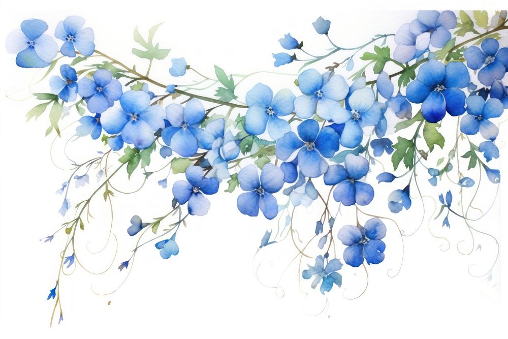 Blue flowers painting blossom nature. AI generated Image by rawpixel.