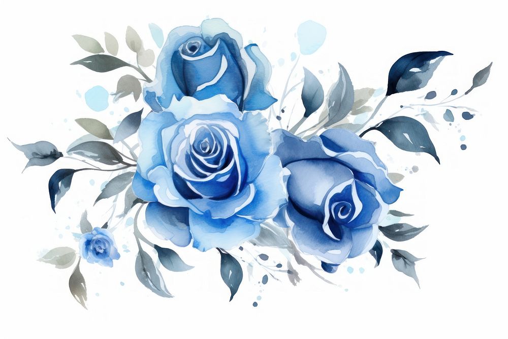 Blue roses pattern flower nature. AI generated Image by rawpixel.