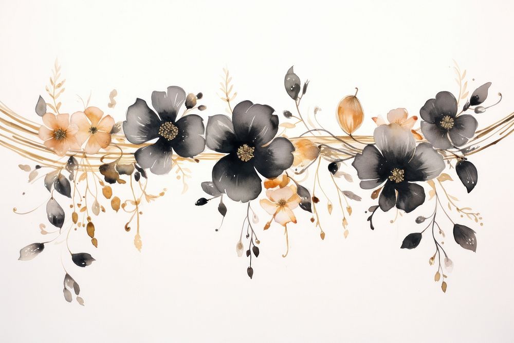 Black and gold flowers pattern nature plant. AI generated Image by rawpixel.