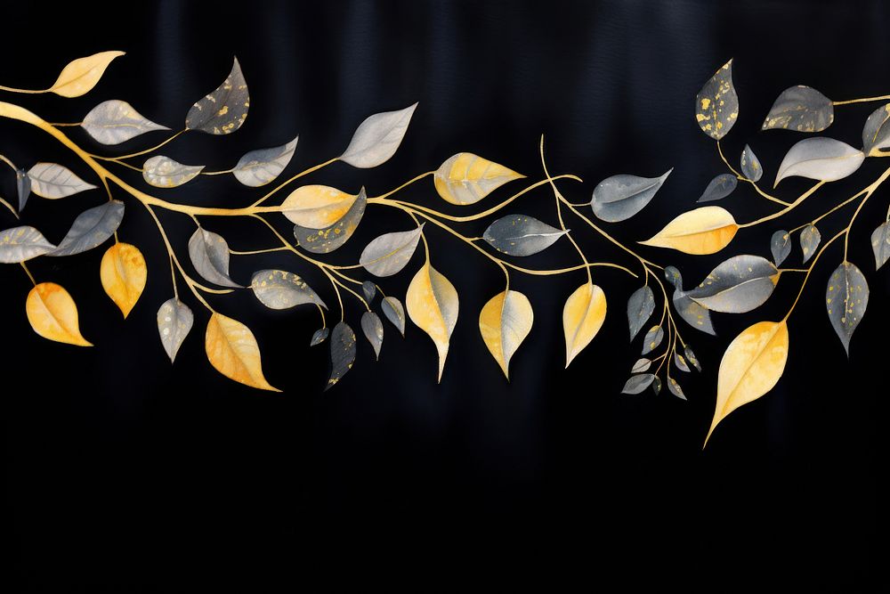 Black and gold leaves hanging pattern nature. AI generated Image by rawpixel.