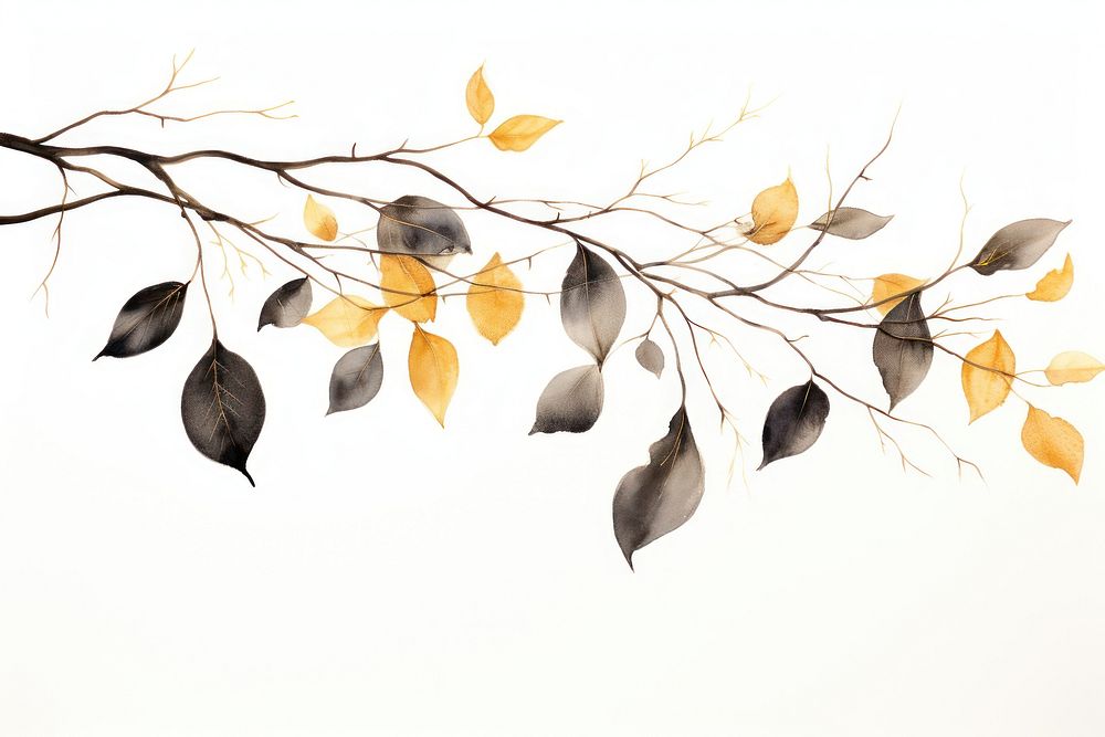 Black and gold leaves painting hanging nature. AI generated Image by rawpixel.