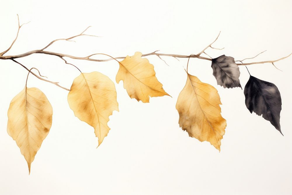 Black and gold leaves hanging nature plant. AI generated Image by rawpixel.