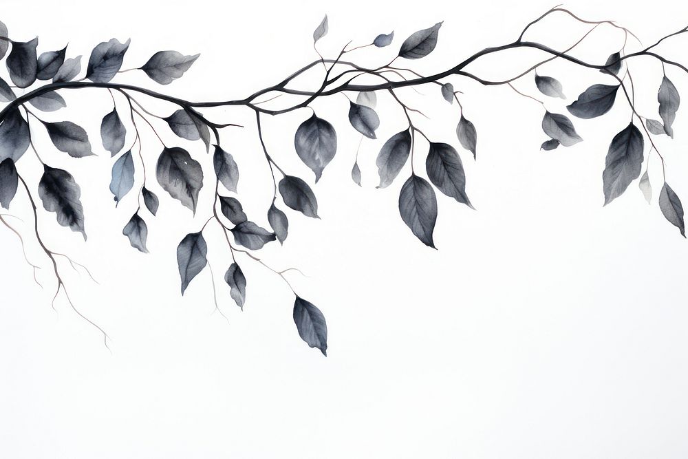 Black leaves pattern drawing nature. AI generated Image by rawpixel.