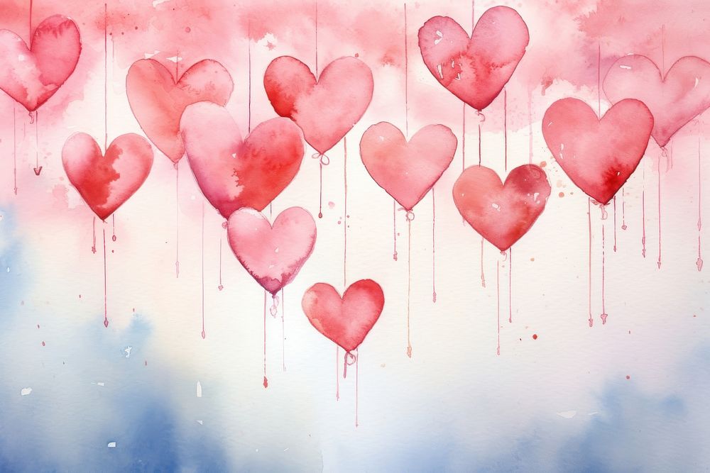Hearts hanging balloon backgrounds. AI generated Image by rawpixel.