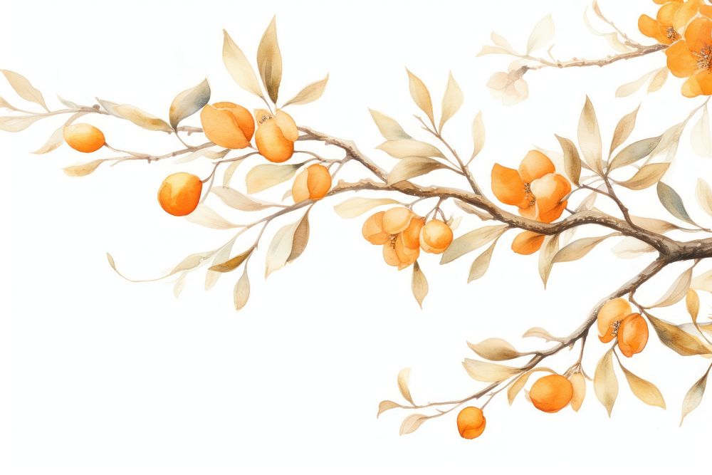 Orange branch painting plant fruit. AI generated Image by rawpixel.