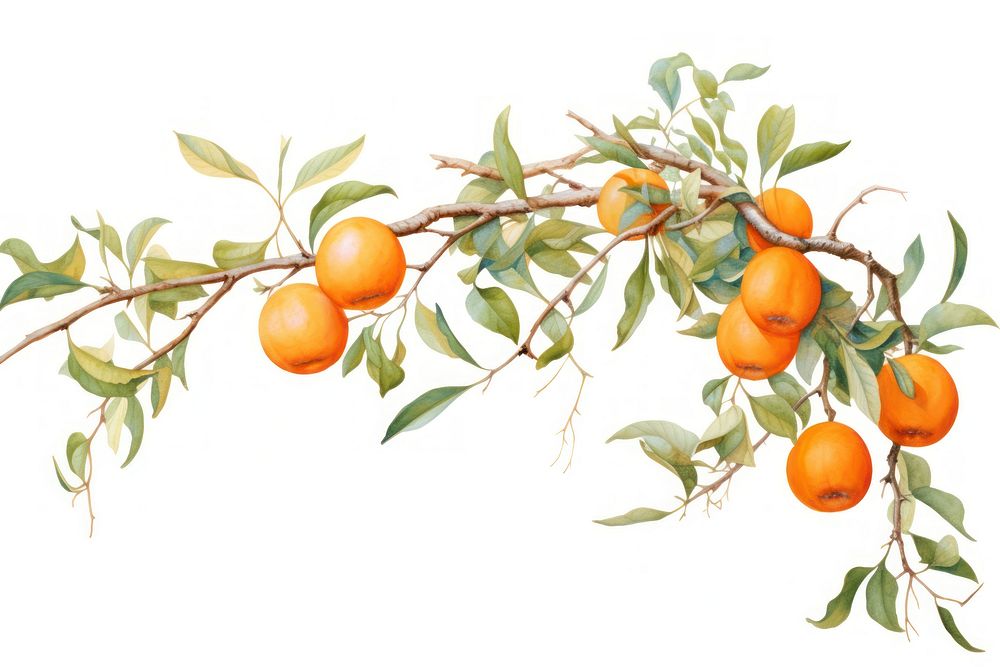 Orange branch plant fruit food. AI generated Image by rawpixel.
