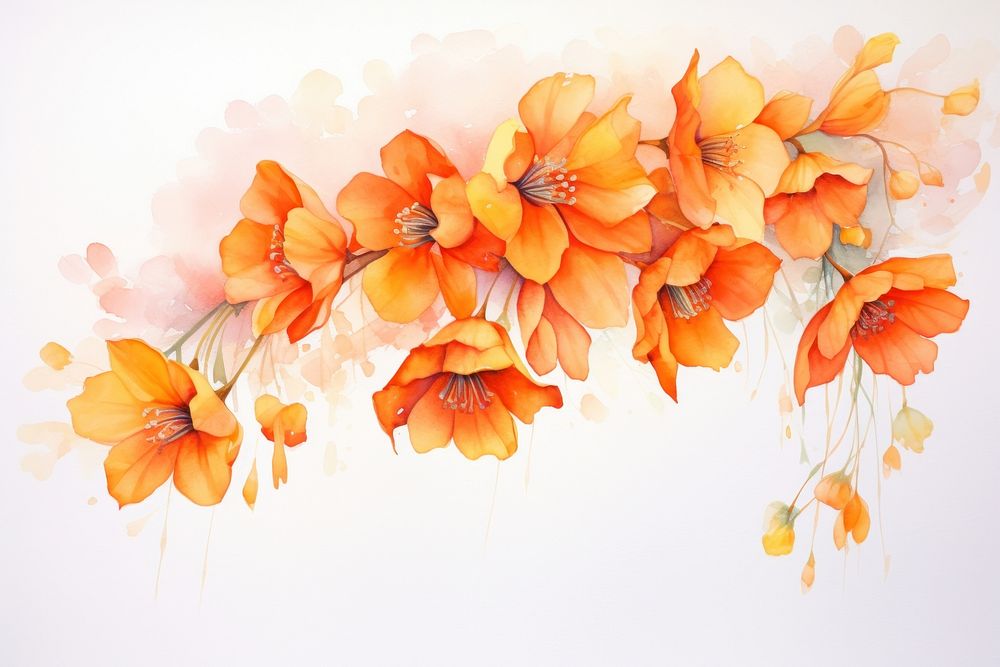 Orange flowers painting pattern nature. AI generated Image by rawpixel.