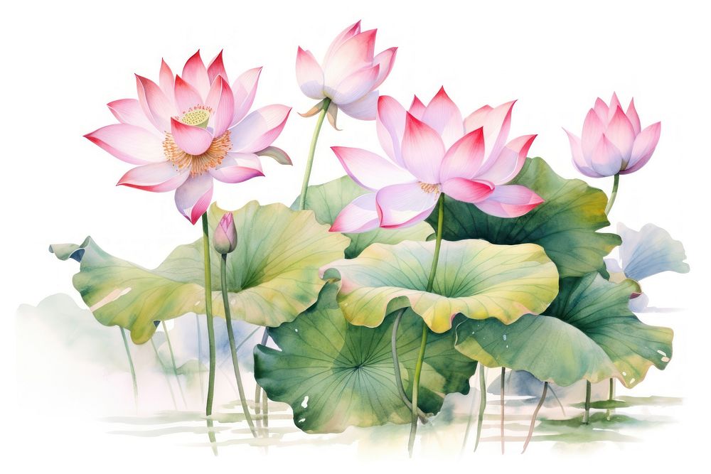 Lotus flowers nature plant lily. AI generated Image by rawpixel.