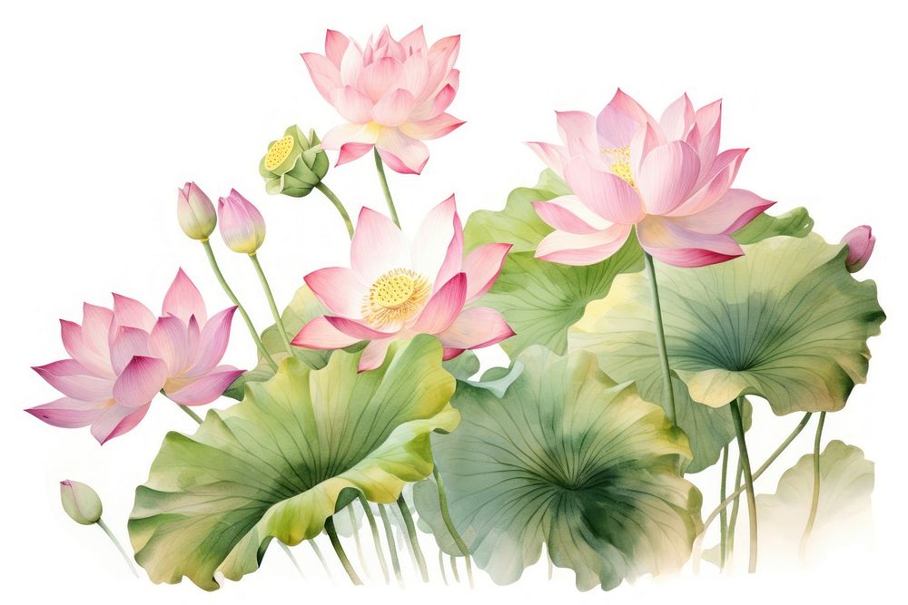 Lotus flowers nature petal plant. AI generated Image by rawpixel.
