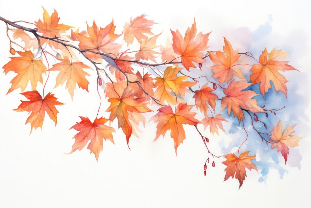 Maple leaves painting nature plant. AI generated Image by rawpixel.