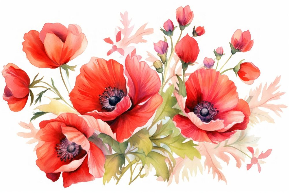 Poppy flowers painting nature plant. AI generated Image by rawpixel.