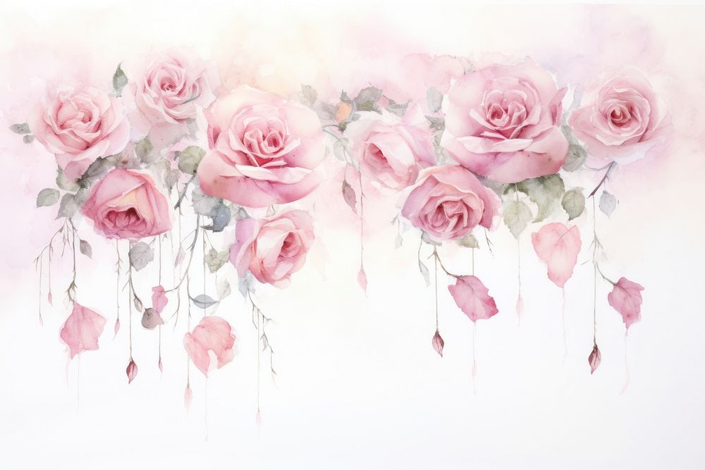 Roses painting pattern flower. AI generated Image by rawpixel.