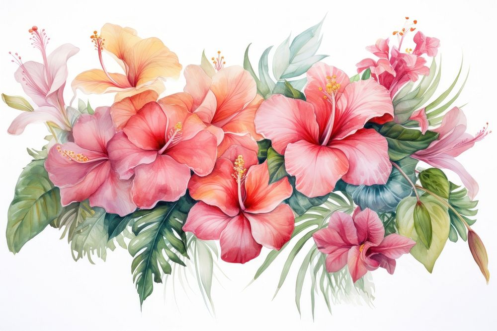 Tropical flowers hibiscus nature plant. AI generated Image by rawpixel.