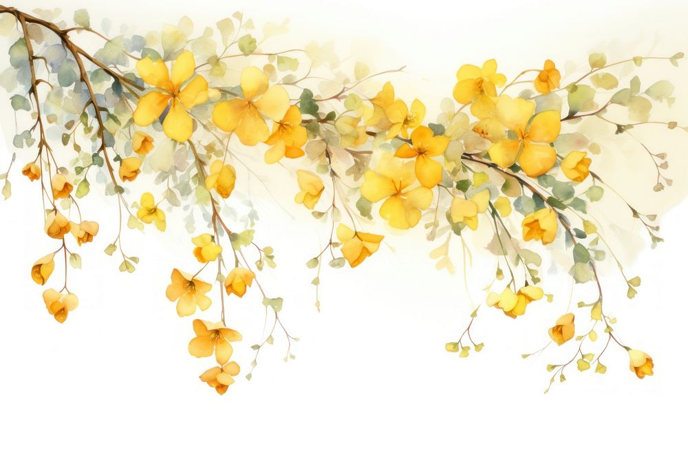 Yellow flowers painting hanging nature. AI generated Image by rawpixel.