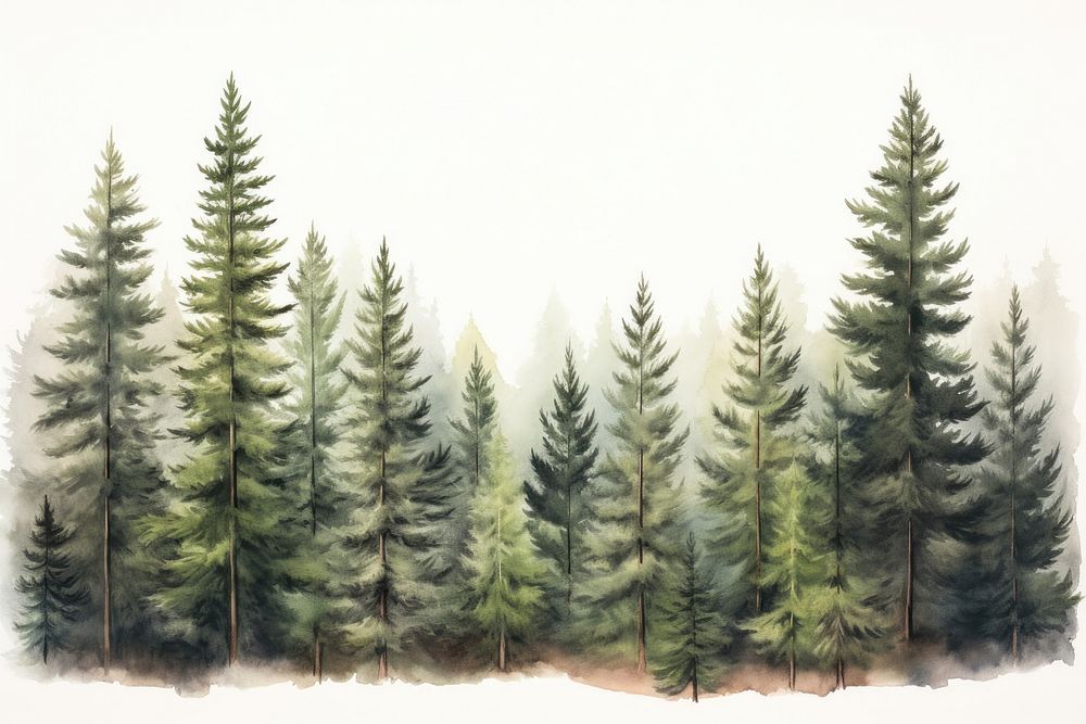 Pine trees nature land outdoors. AI generated Image by rawpixel.