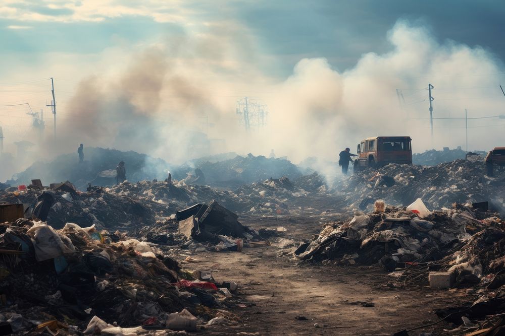Landfill garbage transportation architecture. AI generated Image by rawpixel.