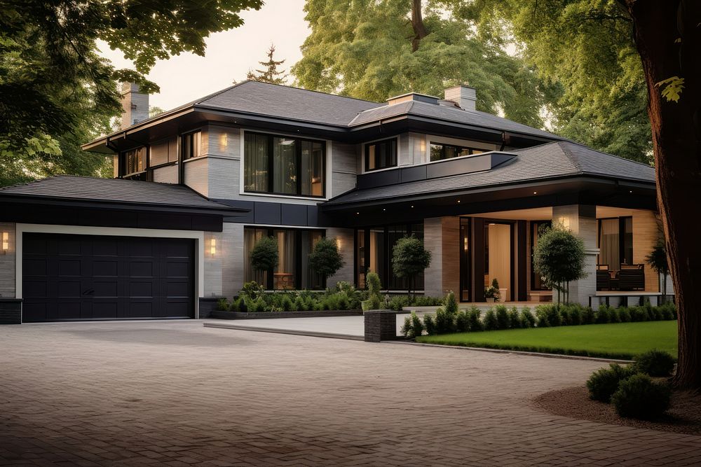 Luxury house exterior garage architecture building. AI generated Image by rawpixel.
