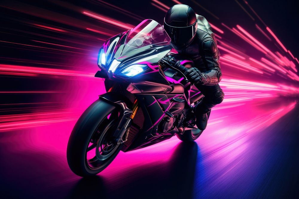 Motorcyclist driving motorcycle vehicle helmet. AI generated Image by rawpixel.