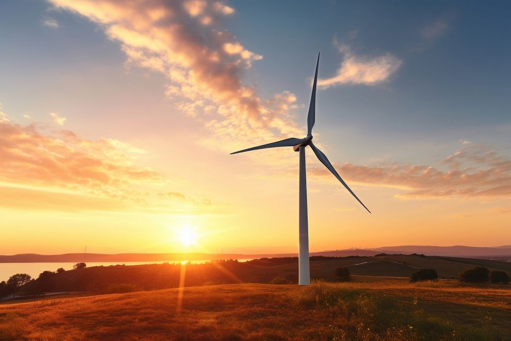 Wind turbine sky windmill outdoors. AI generated Image by rawpixel.