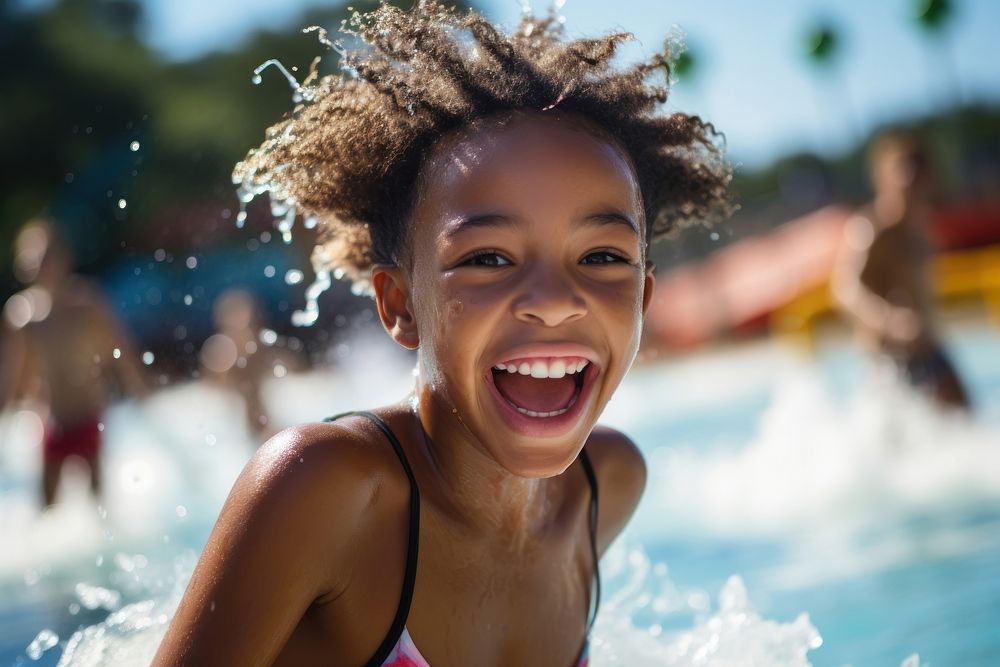 Waterpark laughing adult fun. AI generated Image by rawpixel.