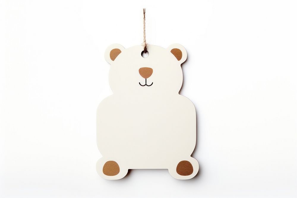 Paper label bear shape toy white background anthropomorphic. AI generated Image by rawpixel.