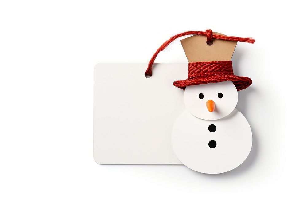 Price tag paper label snowman shape winter white white background. AI generated Image by rawpixel.