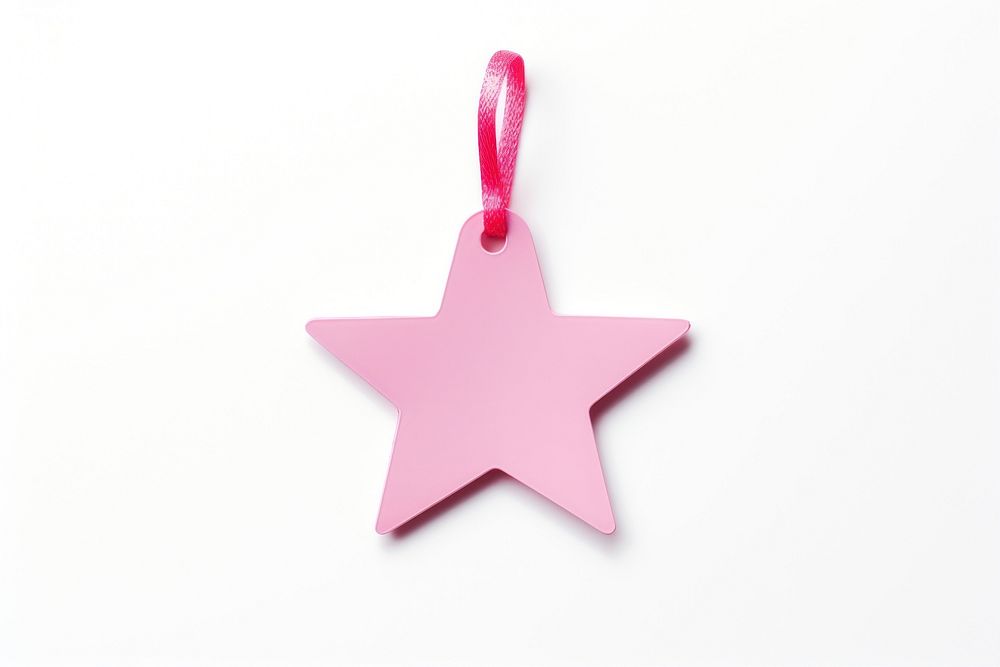 Price tag paper label star shape with ribbon pink white background celebration. AI generated Image by rawpixel.